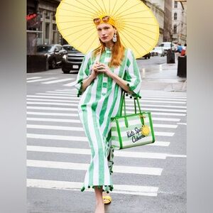 NWT Kate Spade Awning stripe Pom Pom Tunic